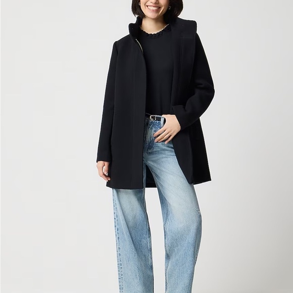 J. Crew Factory Jackets & Blazers - NWT J. Crew Factory Petite City Coat with Button Neck Size 6P Black
